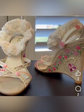 Customized Statement Wedge Sandal, Pretty in Pink, OOAK. Sz 8.